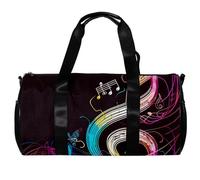 Borsa da palestra per donne e uomini, borsone da uomo, borsa da palestra da donna, borsa tote per viaggi, allenamento, musica, note artistiche colorate, Motivo 5043, 45x23x23cm(17.7x9x9in)