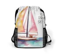Borsa da palestra per donne e uomini con citazioni Let Your Dreams Set SailTravel borsone grande capacità sport zaino con coulisse, Stile:, 45.5x41.5x36cm