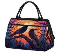 Borsa da palestra per uomini e donne, borsa da palestra per Halloween, corvo, luna, albero, borsone da viaggio, impermeabile, borsa da viaggio per il fine settimana, borsa leggera per bagagli