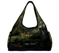 Borsa da palestra per uomini e donne, borsone da uomo, borsa da allenamento, fitness, allenamento, danza, arte della giungla della foresta verde, Fantasia 1824, 47x16.5x27cm(18.5x6.5x10.6in)