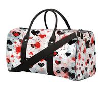 Borsa da palestra per uomini e donne, impermeabile, pieghevole, con stampa di cuori acquerellati, borsa da viaggio leggera, borsa da viaggio per allenamento in ospedale