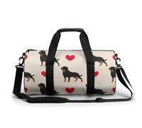 Borsa da palestra portatile con cane Rottweiler con cuori per donne e uomini borsa da viaggio per sport stampa borsa da palestra divertente borsa da yoga