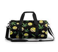 Borsa da palestra portatile con foglie di marijuana e facce sorridenti per donne e uomini borsa da viaggio per sport stampa borsa da palestra divertente borsa da yoga