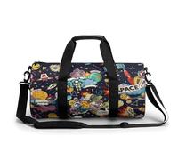 Borsa da palestra portatile con motivo cosmo per donne e uomini, borsone da viaggio per sport con stampa divertente borsa da yoga