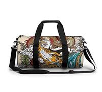 Borsa da palestra portatile con stampa di tigre e gragone per donne e uomini borsa da viaggio per sport borsa da palestra divertente borsa da yoga