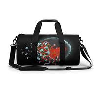 Borsa da palestra portatile cosmica con luna e fiori di polpo per donne e uomini borsone da viaggio per sport stampa borsa da palestra divertente borsa da yoga
