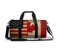 Borsa da palestra portatile vintage con bandiere americane e canadesi per donne e uomini borsa da viaggio per sport stampa borsa da palestra divertente borsa da yoga