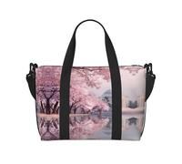 Borsa da palestra primaverile con stampa di fiori di ciliegio, borsa da donna, borsa per la notte, borsa per oggetti personali, borsa a tracolla per donne e uomini, taglia unica