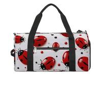 Borsa da palestra rossa a forma di coccinella per uomo e donna, resistente all'acqua, borsa da viaggio leggera per viaggi sportivi, bianco, taglia unica