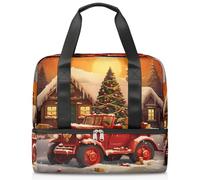 Borsa da palestra rossa con albero di Natale per auto per donne e uomini, borsa da viaggio con scomparto per scarpe, grande capacità, per allenamento, fitness, yoga, nuoto, fine settimana