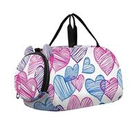 Borsa da palestra semplice con motivo a cuore, con scomparto per scarpe, leggero, per bambini e bambine