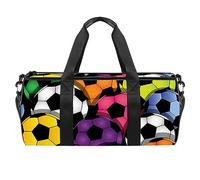 Borsa da palestra sportiva con motivo a calcio colorato, borsa da viaggio, borsa da viaggio, borsa per attrezzatura da donna e uomo, Multicolore, 17.7x9x9 inch