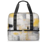 Borsa da palestra sportiva con pittura a olio giallo grigio nero per donne e uomini, borsone da viaggio con scomparto per scarpe, grande capacità, borsa da allenamento per la notte, per fitness, yoga