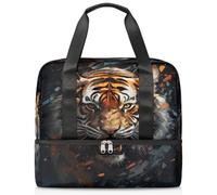 Borsa da palestra sportiva con tigre con pittura a olio per donne e uomini, borsone da viaggio con scomparto per scarpe, grande capacità, borsa da allenamento per la notte, per fitness, yoga, nuoto
