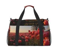 Borsa da palestra subacquea con pesce gatto borsone per uomo donna borsa da notte con scomparto per scarpe borse da viaggio per allenamento, Campo dei Tulipan, Taglia unica, Borsone da viaggio