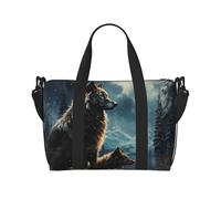 Borsa da palestra Texas Bluebonnets Scenery Duffel Bag per uomo donna borsa da viaggio per la notte con scomparto per scarpe borse da allenamento, Due lupi., One Size, Borsone da viaggio