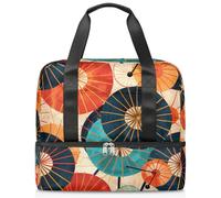 Borsa da palestra tradizionale giapponese con ombrello di carta per donne e uomini, borsa da viaggio con scomparto per scarpe, grande capacità, per allenamento, fitness, yoga, nuoto, fine settimana