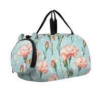 Borsa da palestra unica con garofano neutro per bambini, con scomparto per scarpe, grande capacità, per il fine settimana e la notte, per spiaggia, nuoto, piscina, sport, Fioritura neutra di garofano