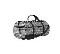Borsa da palestra vintage Boho con elementi geometrici floreali in bianco e nero, con tracolla, cerniera, 2 tasche laterali per uomo e donna, borsa da viaggio e da viaggio.