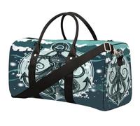 Borsa da palestra vintage con ancora oceano e polpo, per uomini e donne, impermeabile, pieghevole, da viaggio, leggera, da portare con sé, borsa da viaggio per allenamento in ospedale