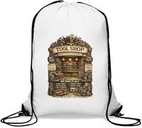 Borsa da palestra vintage con attrezzi da palestra casual con coulisse bianca