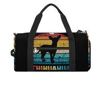 Borsa da palestra vintage con cane chihuahua divertente con scomparto per scarpe, borsone da viaggio, borsa da yoga