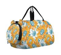 Borsa da palestra vintage con girasoli arancioni per bambini, con scomparto per scarpe, leggera, per sport e palestra, per ragazzi e ragazze