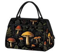 Borsa da palestra vintage con motivo a funghi della natura del bosco per uomini e donne, borsone sportivo da viaggio impermeabile per il fine settimana borsa da notte leggera da portare a mano