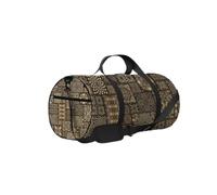 Borsa da palestra vintage con motivo geometrico floreale orientale oro e nero, con tracolla, cerniera, 2 tasche laterali per uomo e donna, borsa da viaggio e da viaggio.