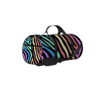 Borsa da palestra vintage con motivo zebrato colorato e astratto, con tracolla, cerniera, 2 tasche laterali per uomo e donna, borsa da viaggio e da viaggio.