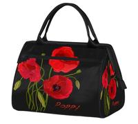 Borsa da palestra vintage con papavero per uomo e donna, borsone sportivo da viaggio, impermeabile, borsa da viaggio per il fine settimana, borsa leggera da portare con sé