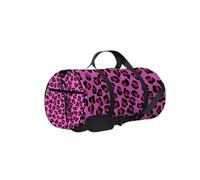 Borsa da palestra vintage con stampa leopardata rosa, rossa e nera, con tracolla, cerniera, 2 tasche laterali per uomo e donna, borsa da viaggio e da viaggio.
