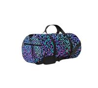 Borsa da palestra vintage con stampa leopardata verde e viola astratta, con tracolla, cerniera, 2 tasche laterali per uomo e donna, borsa da viaggio e da viaggio.