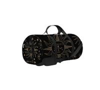 Borsa da palestra vintage nera Boho con sole e luna, cometa, tracolla con cerniera, 2 tasche laterali per uomo e donna, borsa da viaggio e da viaggio