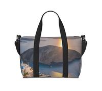 Borsa da palestra Wild Goose by The Bridge, borsone da viaggio per uomini e donne, borsa da viaggio per la notte con scomparto per scarpe borse da allenamento, Grecia Isola Tramonto Paesaggio, Taglia