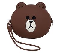 Borsa da passeggio in silicone per bambine Line Friends orsetto 3D pochette (Brown)