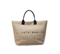 Borsa da pendolarismo da donna tessuta a mano con stampa di lettere da spiaggia borsa in paglia con manico superiore in paglia di grande capacità per vacanze da donna in paglia da spiaggia grande
