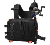 Borsa da pesca impermeabile regolabile Gear Storage Organizer, Nero , | Borsa per attrezzatura da pesca per pesca in acqua salata, spigola, pesce gatto, campeggio, casa, viaggio, barca, riva