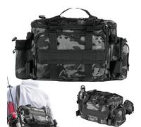 Borsa da pesca mimetica grigia, borsa da pesca a mosca, da resistente all'acqua con maniglia, tracolla, portaoggetti con portacanna per all'aperto, da pesc