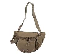 Borsa da pesca portatile in poliestere, per attrezzatura con cintura regolabile e 5 tasche, incluse scomparti in rete e con cerniera, ideale per escursioni all’aperto, arr (Cachi)