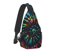 Borsa da petto a tracolla di grande capacità Zaino tie-dye nero per uomo Ragazzi, Zaino a tracolla divertente con tracolla regolabile per escursionismo Sport all'aria aperta, Taglia unica