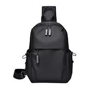 Borsa da petto per gli uomini per il tempo libero versatilità quotidiana confine nuova borsa toracica per gli uomini zaino sportivo borsa messenger in tela con tasca per bottiglia d'acqua, Nero