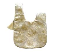 Borsa da polso con nodo Borsa da polso portatile for donna con manico superiore ricamo in seta imitazione Borse nodo in nappa for cosmetici Custodia for chiavi del telefono per tutti i giorni