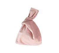 Borsa da polso da donna in morbido velluto stile giapponese semplice casual tinta unita nodo piccolo moda trucco contanti custodia per carte di credito, rosa, Taglia unica