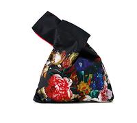 Borsa da polso impermeabile alla moda con motivo kimono giapponese, borsa tote con nodo, borsa portatile da donna (peonia), multicolore, M