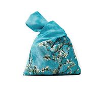 Borsa da polso impermeabile con motivo kimono giapponese alla moda, borsa a mano con nodo, borsa portatile da donna (fiori di albicocca), multicolore, M