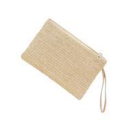Borsa da polso in paglia intrecciata a mano, design ergonomico, alla moda, per uso quotidiano e casual, Kaki, 26x18cm