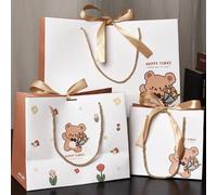 Borsa da regalo con stampa di orsetto carino e fiocco, adatta per festival, compleanni, feste, confezione regalo quotidiana, confezione regalo di San Valentino L,M,S,M 5 pezzi,L 5 pezzi,S 5 pezziAnima