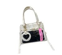 Borsa da scuola trasparente Itabag per studenti in pelle PU a tracolla in stile giapponese borsa a tracolla uniforme per display pin grande capacità Itabag Clear Pin Display borsa a tracolla, bianco