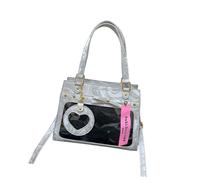 Borsa da scuola trasparente Itabag per studenti in pelle PU a tracolla in stile giapponese borsa a tracolla uniforme per display pin grande capacità Itabag Clear Pin Display borsa a tracolla, Argento